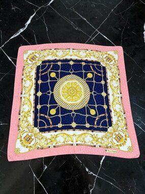 Blu di Balestra Scarf Vintage 100% Silk 34” Square Regal Crest Made in Italy